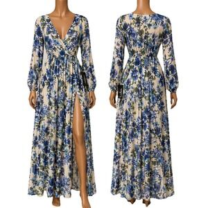 slim fit dress slacks Natalia Emerald Floral Maxi Dress main image 0